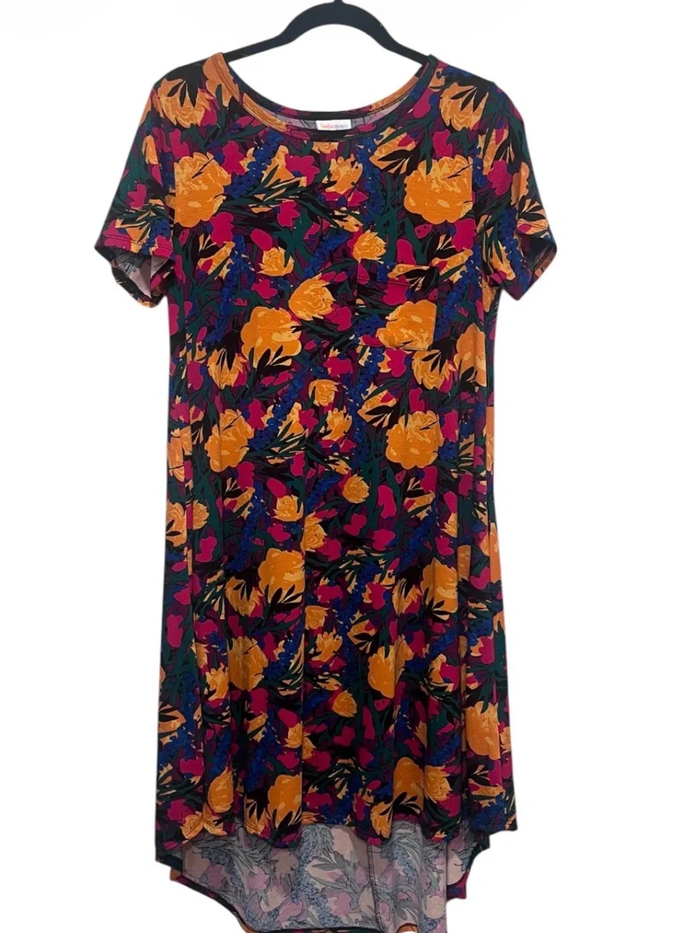 LuLaRoe Carly Dress Small Floral High Low Swing Dress Multicolor